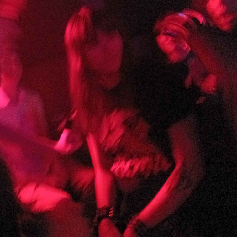 me at a metal gig in neon red
